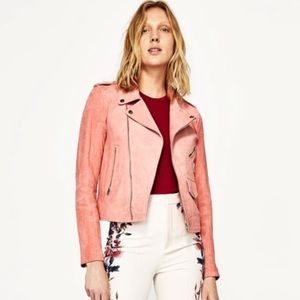 Zara pink suede biker jacket